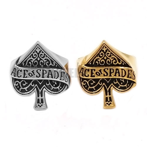 Stainless Steel Ace Of Spades Ring Fashion Mens Ring SWR0687 - Click Image to Close